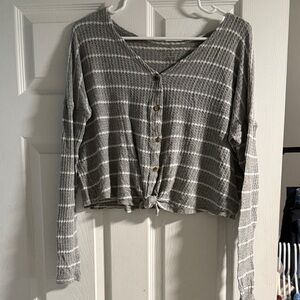 American Eagle Gray Striped Women's Top